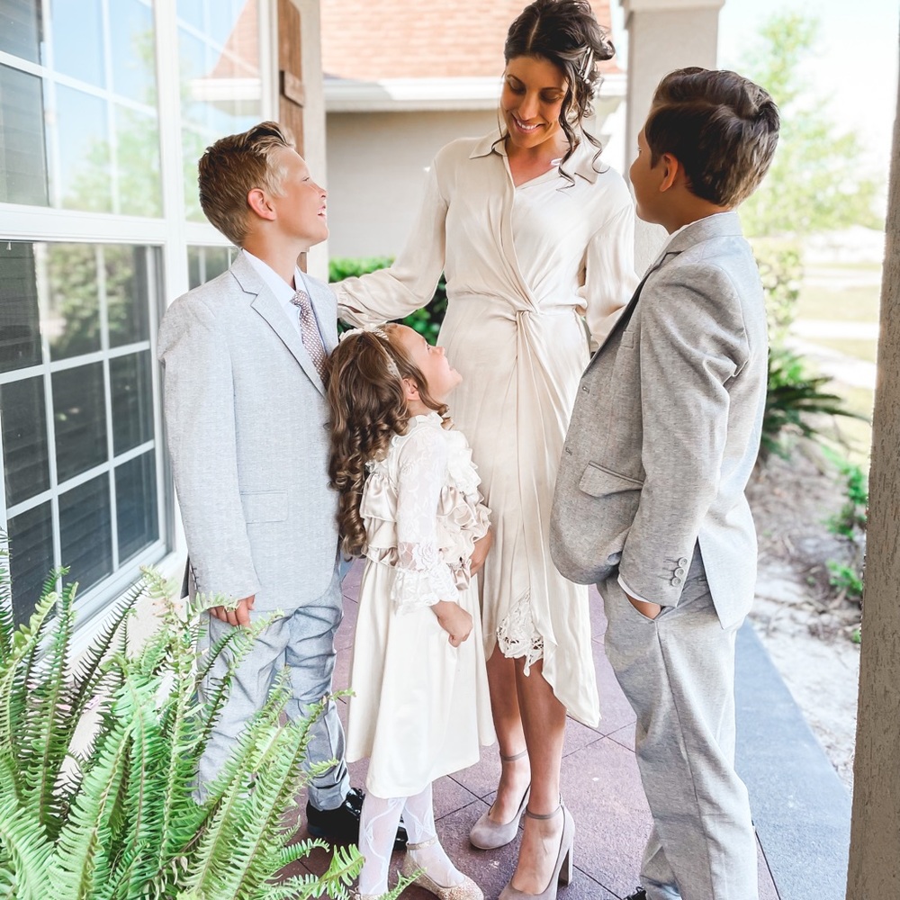 H&M cream wrap dress